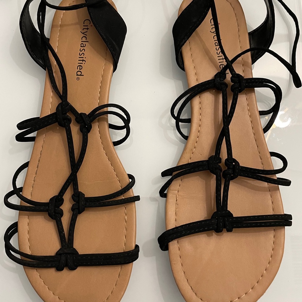 Cityclassified Black Suede Lace Up Gladiator